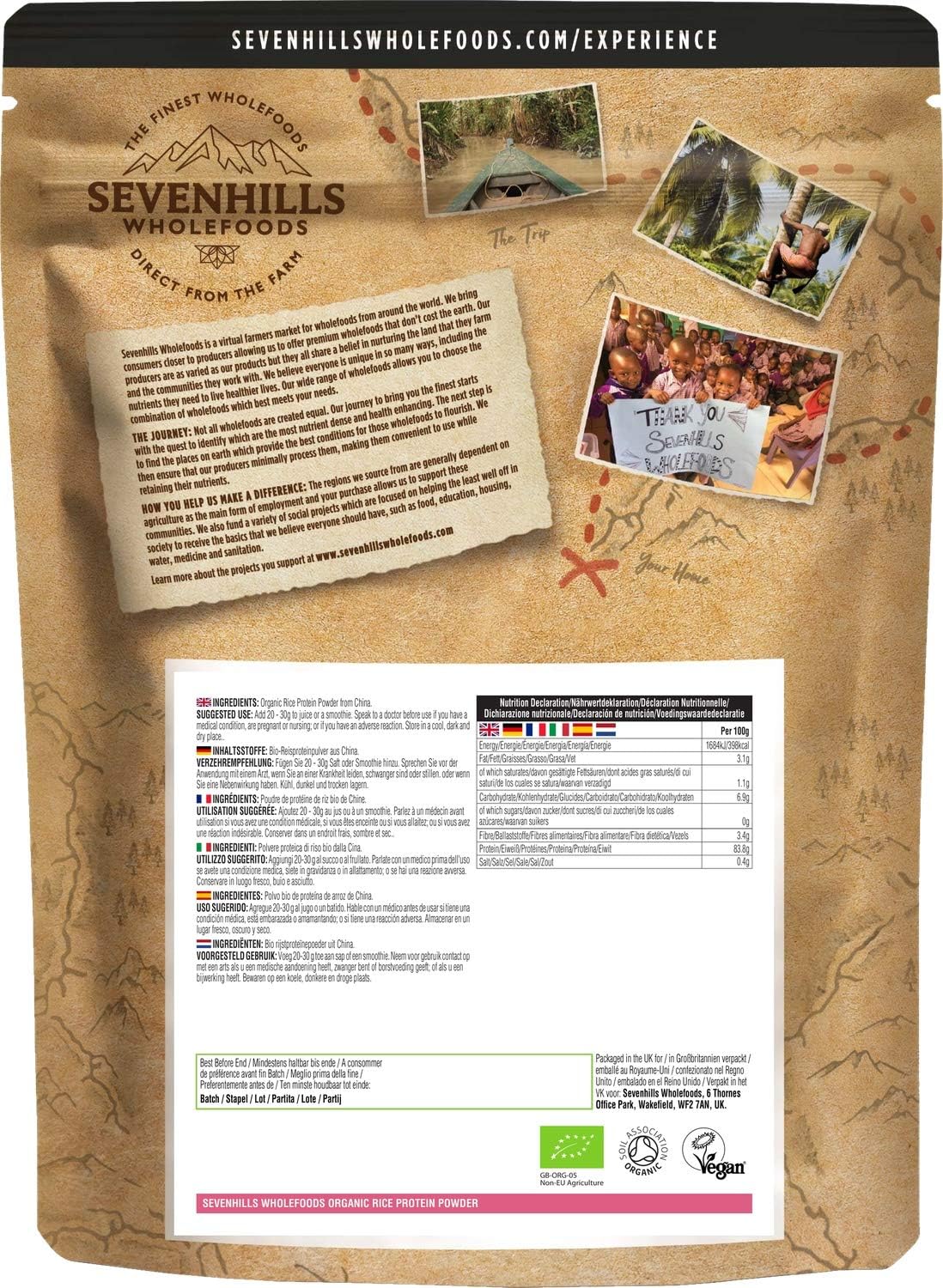 Sevenhills Wholefoods Organic Brown Rice Protein Powder 1kg, 84% Protein Content, Vegan, Natural, Plain & Unsweetened - Image 3