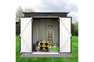 Zevemomo 6 x 4 ft Outdoor Storage Shed, All Weather MetalSheds with Metal Foundation & Lockable Doors, Tool Shed Outdoor Storage for Garden, Patio, Backyard, Lawn,White and Black