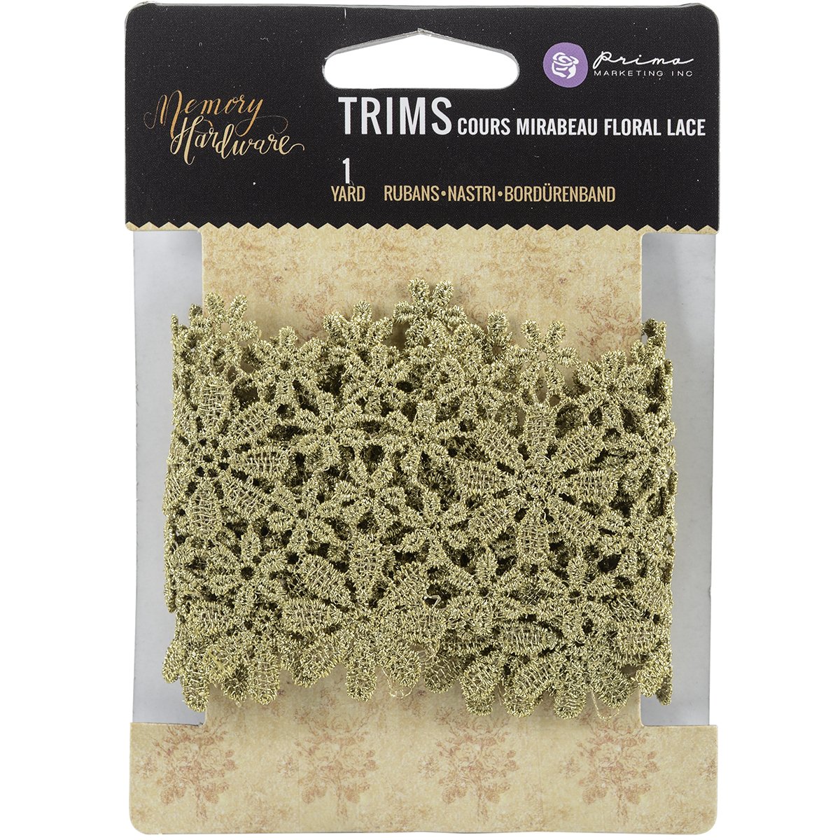 Prima Marketing Memory Hardware Lace Trim 2-inch x 1 Yards, Floral Cours Mirabeau 2" x1yd