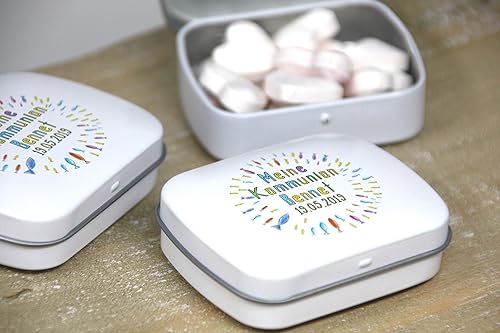 Geschenke für Gäste - Gastgeschenke zur Kommunion, Konfirmation, Firmung, Taufe Döschen 3 Motive zur Auswahl - Personalisiert
