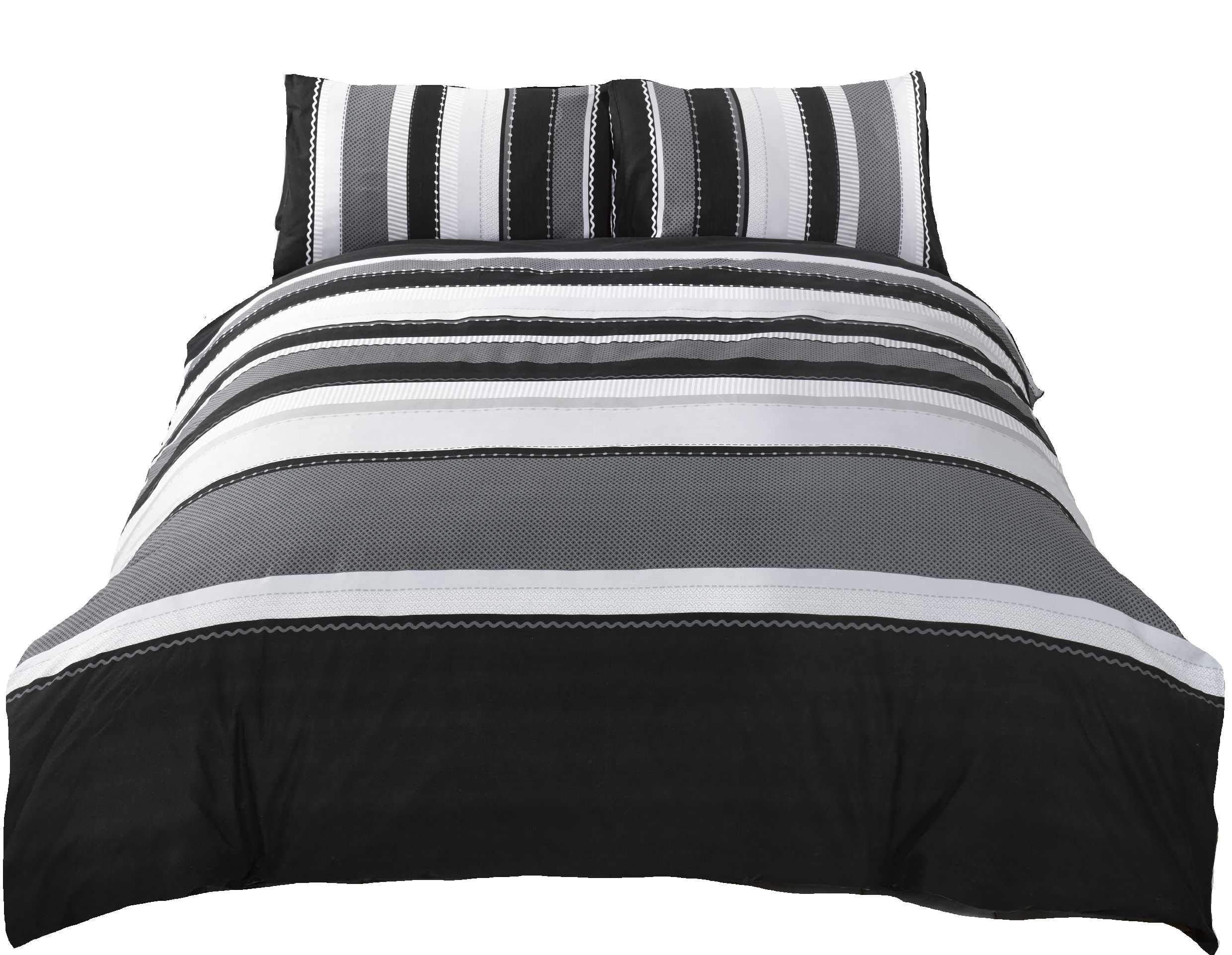 Rapport Home Grey Striped Single Duvet Cover Set - Modern 50% Cotton Blend Bedding with 1 Pillowcase (135x200cm) - Easy Care & Oeko-Tex Certified Quilt Cover