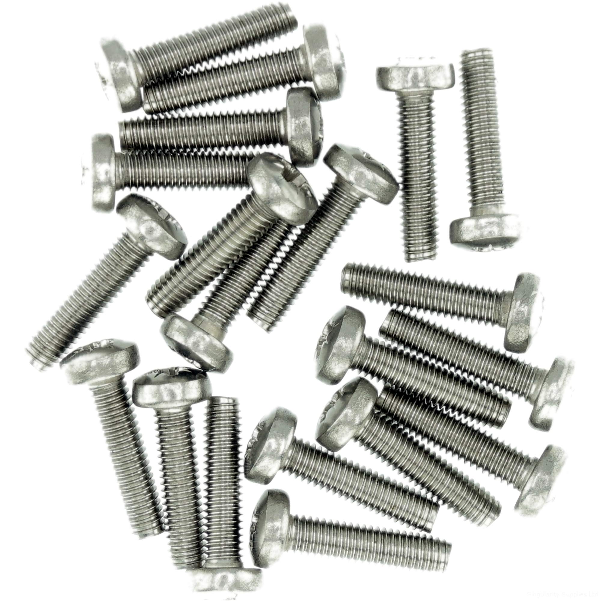 M3 (3mm x 6mm) Pozi Pan Thread Rolling Screw - Stainless Steel (A2) (Pack of 20)