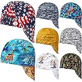 Jexine 8 Pcs Unisex Adult Reversible Welding Cap Elastic Flame Resistant Cotton Welding Hat Mesh Inside Liner Low Crown Welders Cap Matched Most Helmet for Welder Electrician Gas Station, 8 Styles