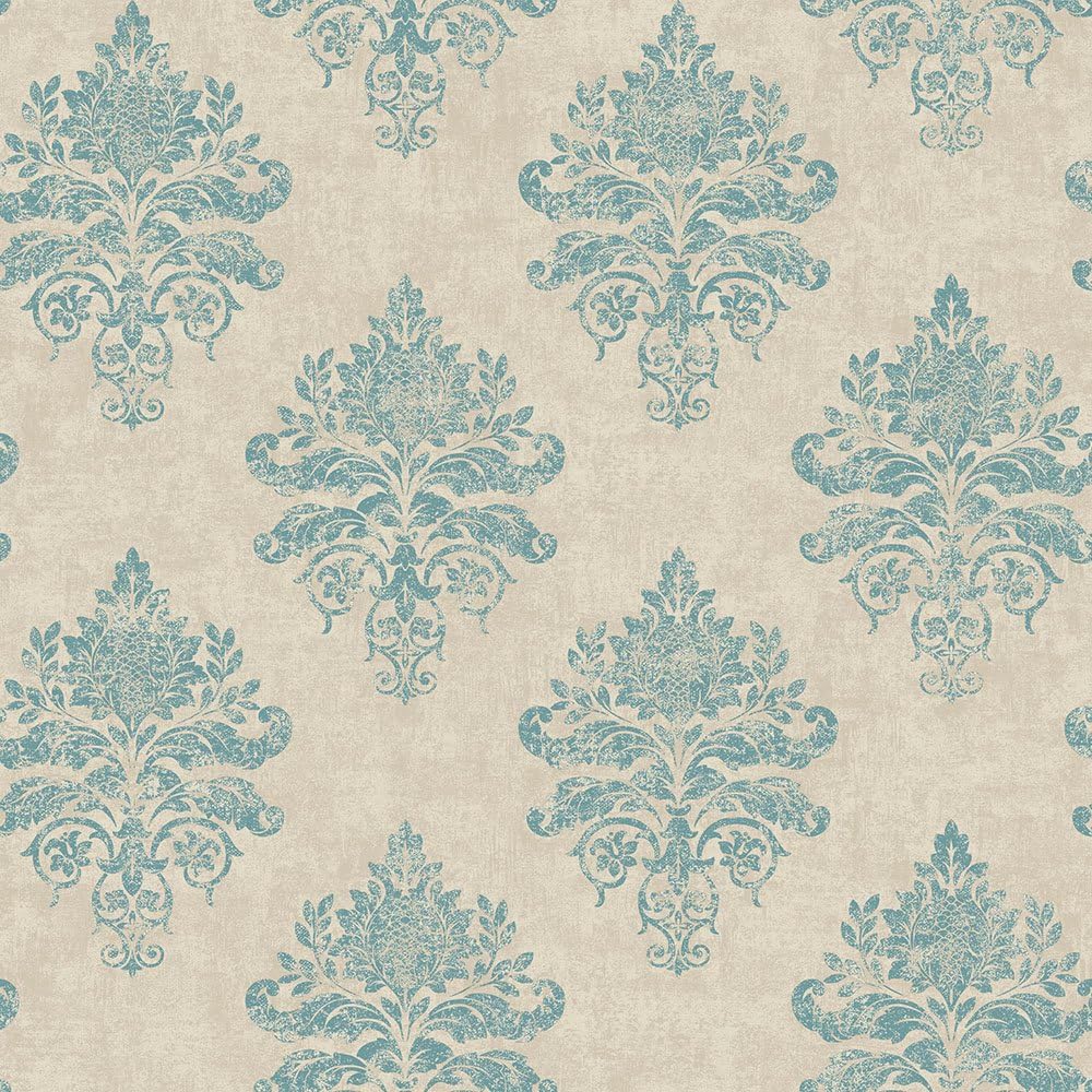 Galerie G34155 Nordic Elements Diamond Damask Wallpaper, Blue, 10m x 53cm, Full roll (10M x 53 cm)