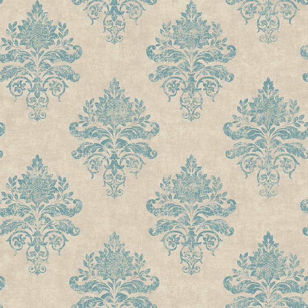Galerie G34155 Nordic Elements Diamond Damask Wallpaper, Blue, 10m x 53cm