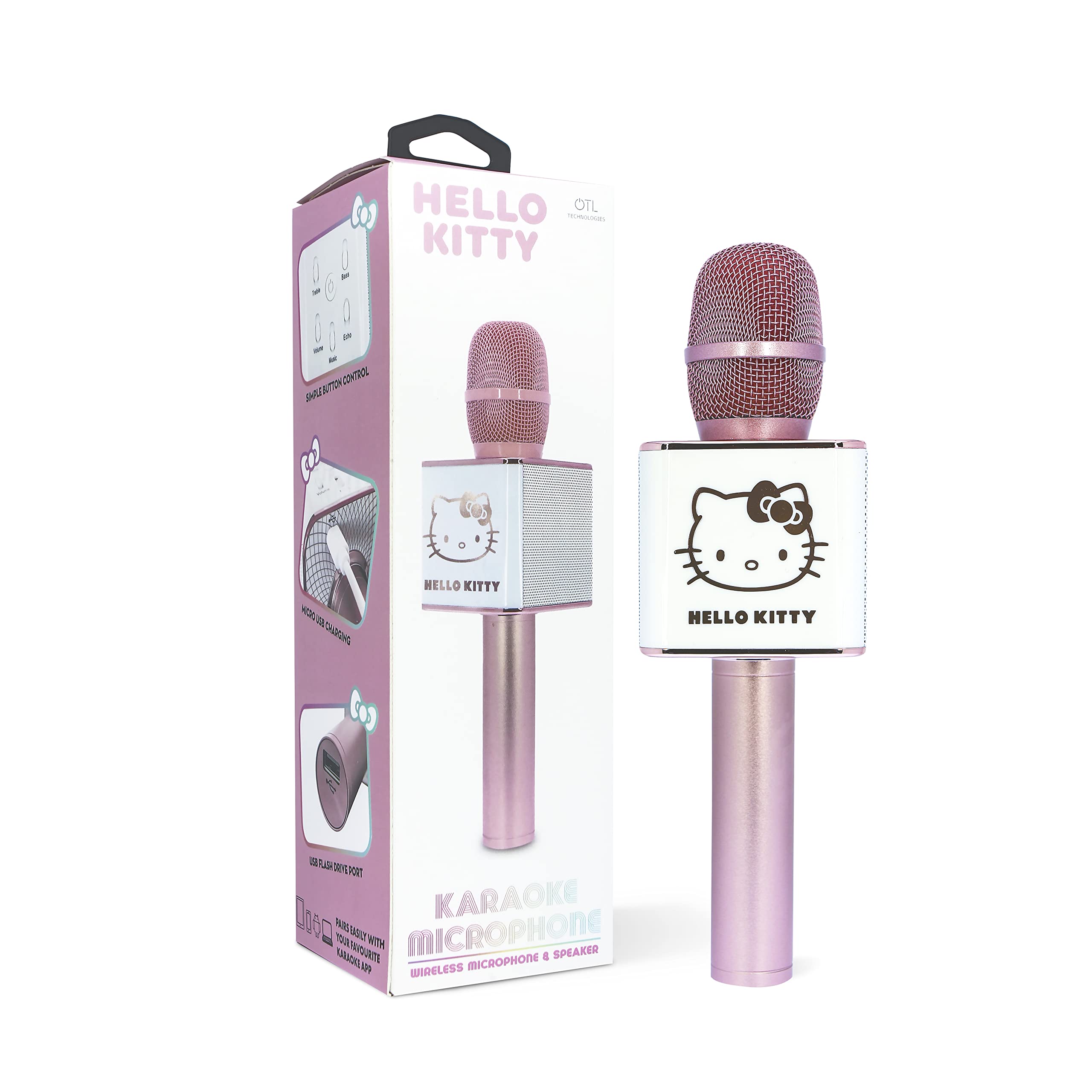 OTL TECHNOLOGIES HK0950 Wireless Karaoke Microphone with Built-in Speaker - Pink