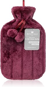 Revitale Luxury 2 Litre Hot Water Bottle with Soft Faux Fur Cover Plum view 4