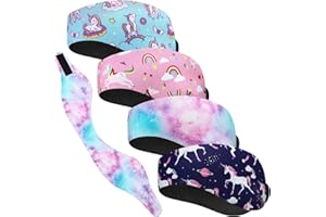 WILLBOND 4 Pieces Swimming Headband Swimming Ear Band Adjustable Swim Headband Keeping Water Out Ear Protection for Kids Adults Surfing Bathing Kayaking (Unicorn Style)