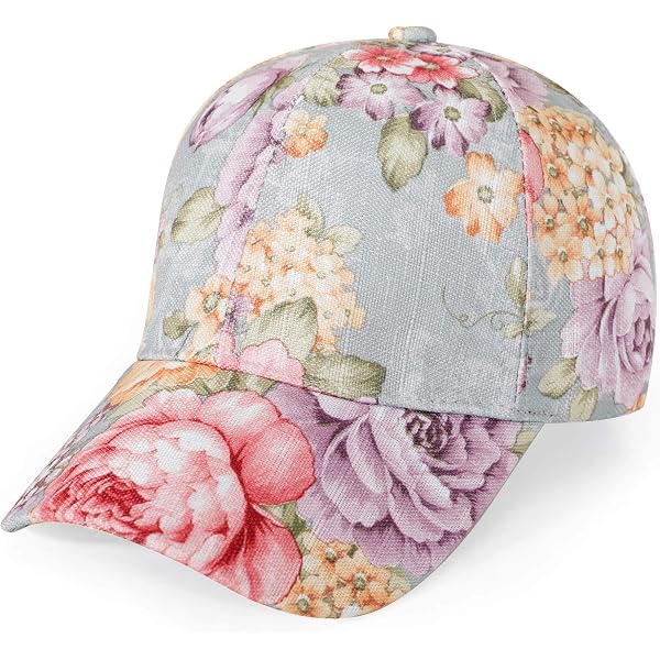 Unisex Adjustable Flat Brim Cap Floral-Peach-Blossoms  display picture 1