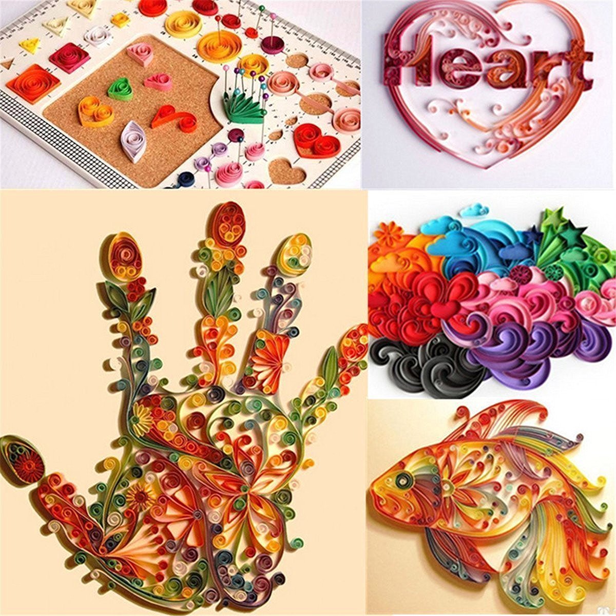 Ciaoed 720 pcs Paperolles für Quilling, Papier Quilling DIY Craft Kit, 36 Farben, Breite von 3mm 5mm 7mm 10mm Jede Größe 180 Stück und Länge von 54cm (doppelseitig) für Quilling für DIY Craft