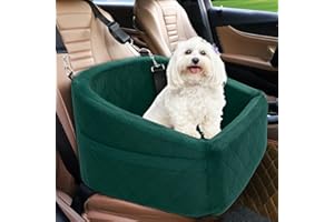 NEEZUKAR Dog Car Seat for Small Medium Dogs,Detachable Washable Dog Booster Seat Under 30lbs, Pet Car Seats Travel Bed with Storage Pockets and Safety Belt(Green)