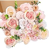 YZXZM Artificial Peony Flowers Set, Silk Peony Flower Combo Box with Wire Stems for DIY Wedding Bridal Bouquet, Party, Home & Event Décor, Peach Pink Mix