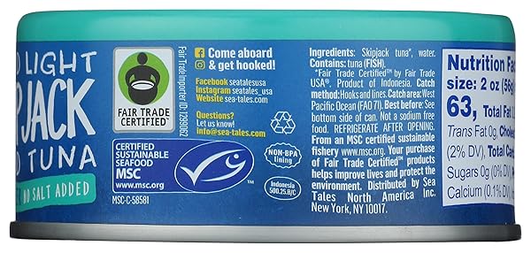 SEA TALES, TUNA SKIPJACK IN WATER NSA, 5 OUNCE
