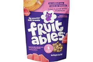 Fruitables Cat Treats, Healthy Treats For Cats, Low Calorie and Packed with Protein, Crunchy Biscuits, No Wheat, Corn or Soy, Made with Real Tuna and Pumpkin, 2.5oz