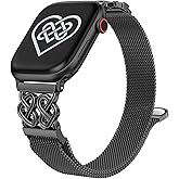 Girovo Celtic Knot Metal Band Compatible with Apple Watch Bands for Women 38/40/41/42/44/45/46/49mm Stainless Steel Magnetic Loop Mesh Strap for iWatch SE Series 11/10/9/8/7/6/5/4/3/2/1/Ultra(1/2)