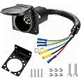 Seamaka 7 Pin Trailer Plug,7 Way Trailer Light Connector Socket,7 Prong Electrical Truck End Wiring Harness Vehicle Side,7 Pi