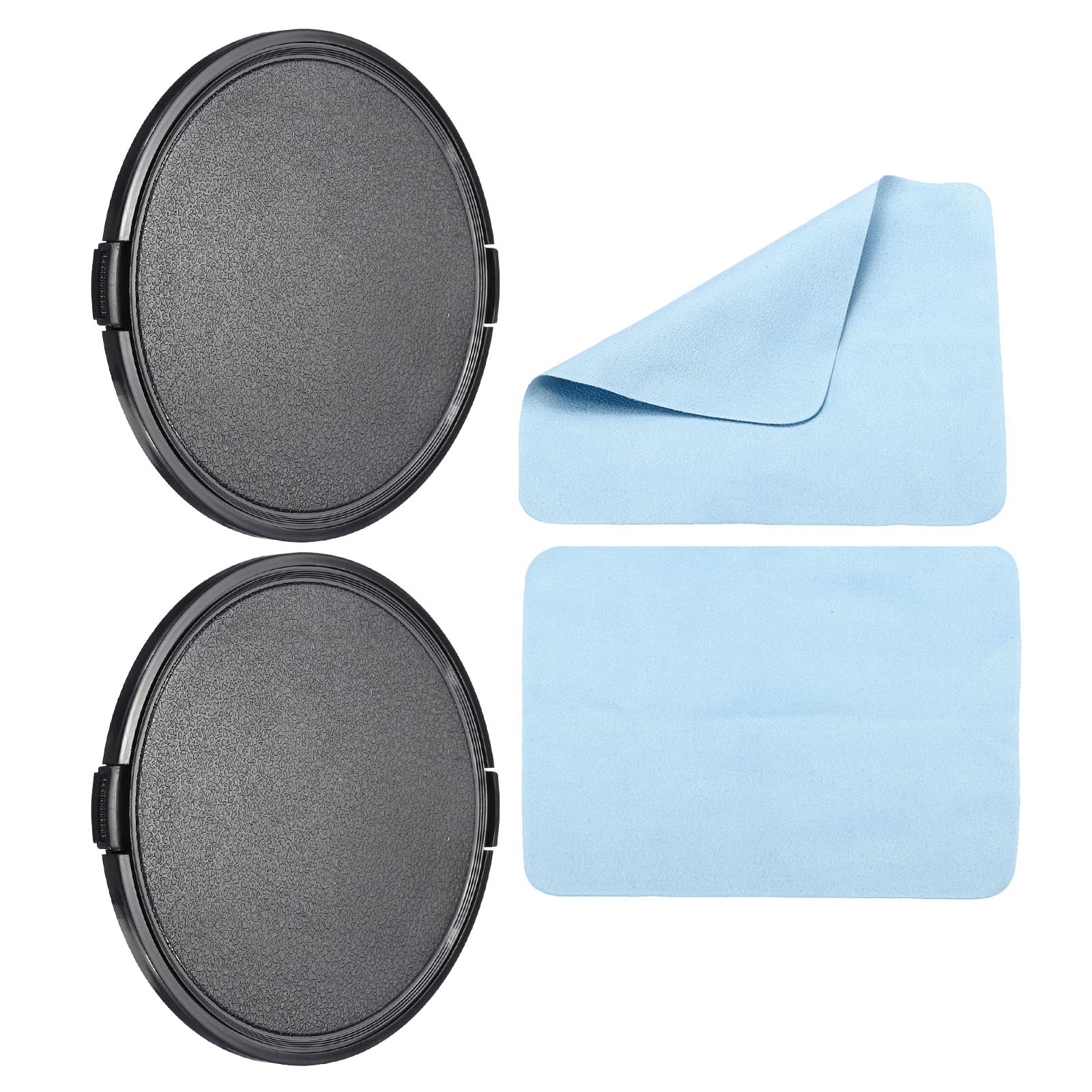 PATIKIL Camera Lens Cap, 2 Pack Sides Pinch Front Lens Cover with Microfiber Cleaning Cloth for 105mm Thread Universal DSLR Lenses for Nikon, for Fujifilm, for Pentax, for Leica
