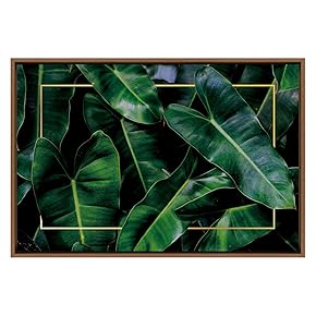 SIGNWIN Framed Canvas Wall Art Tropical Green Leaves...