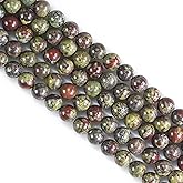 Ouubuuy 6mm Dragon Bloodstone Stone Beads, 60pcs Natural Stone Beads for Jewelry Making, Round, Loose Beads