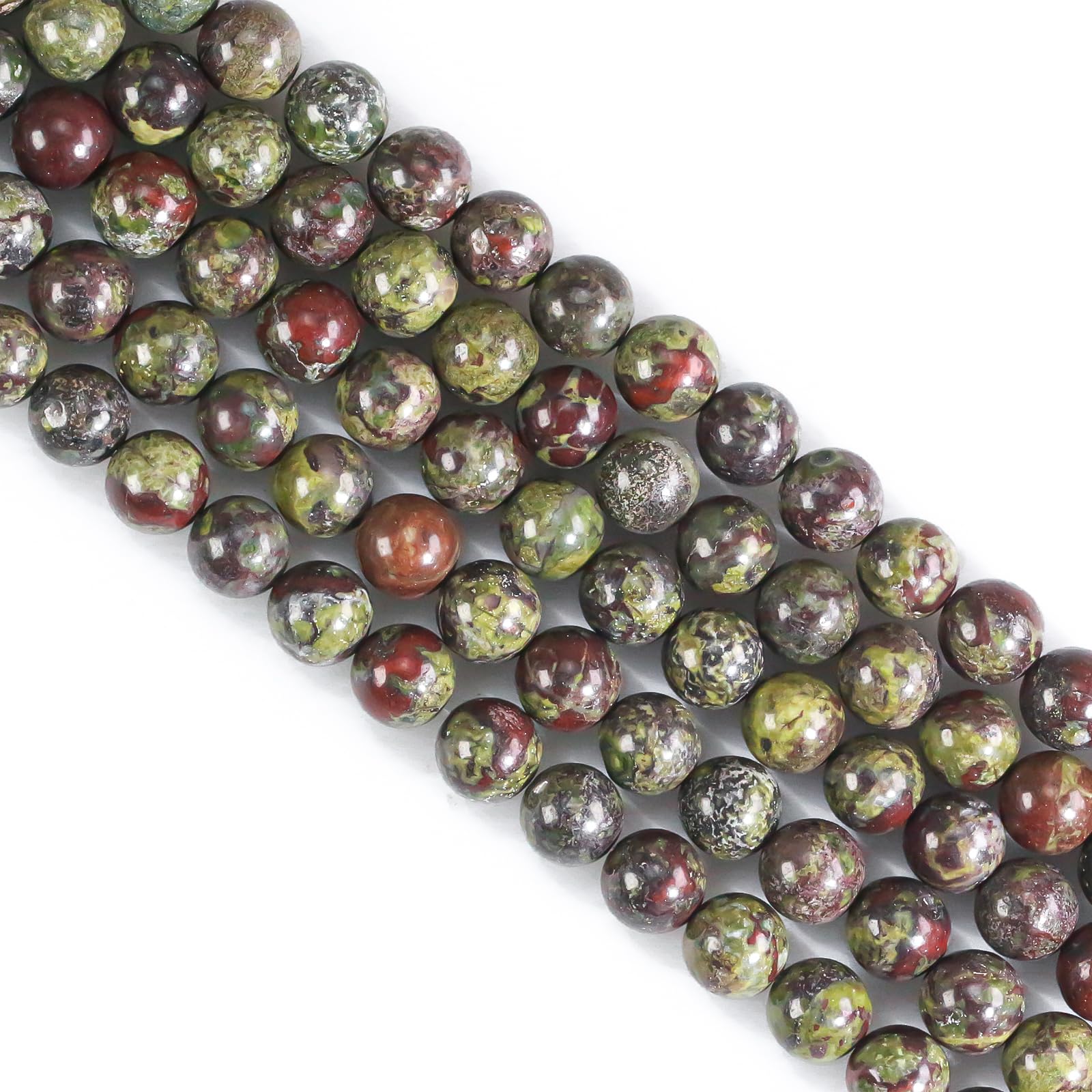 Ouubuuy 4mm Round Crystal Beads, 85pcs Dragon Bloodstone, Clear — image 1