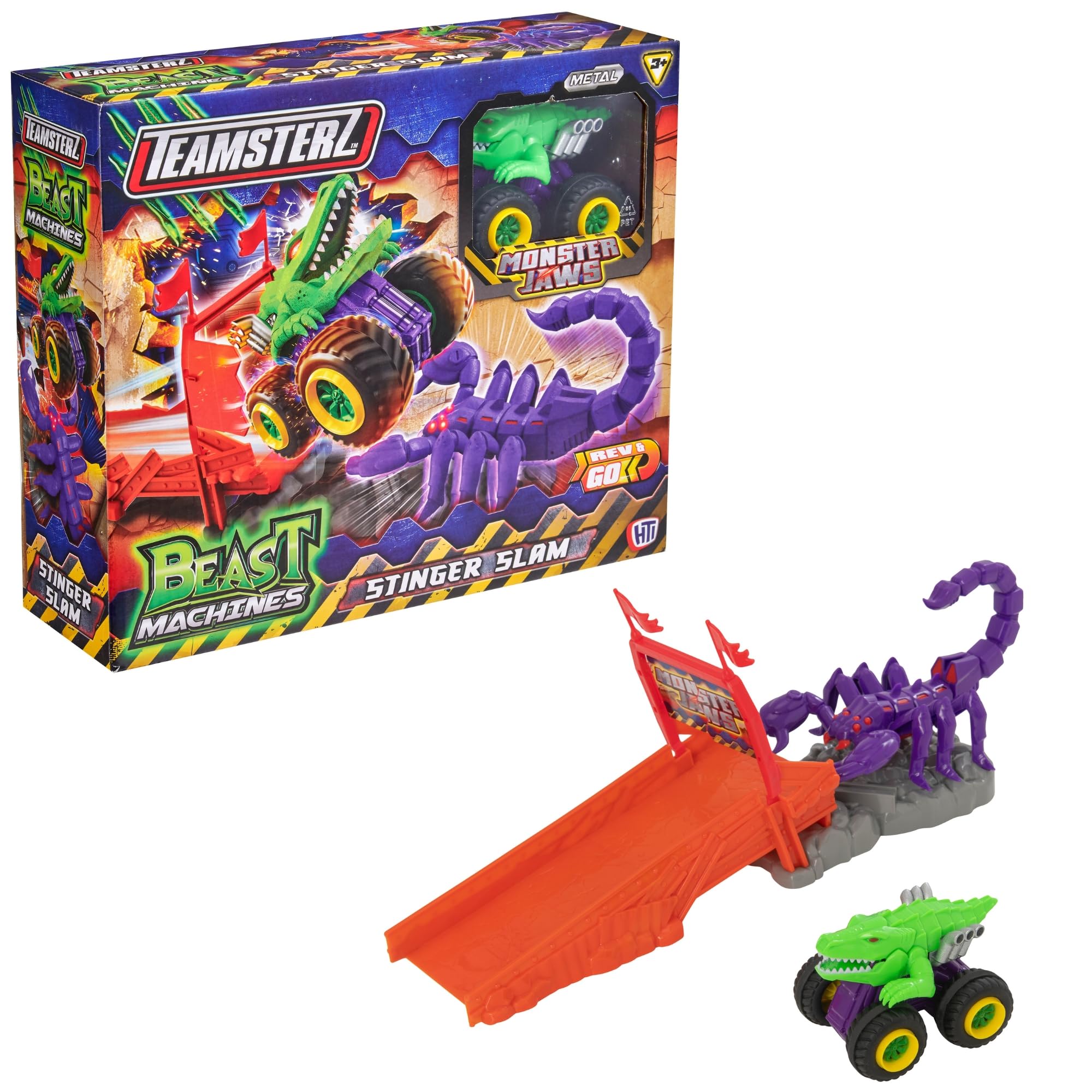 Teamsterz Beast Machines Monster Jaws Scorpion Slam | Scorpion Car Launcher And Car Track Set | Monster Cars Playset With Die-Cast Car | Kid’s Play Figures And Vehicle Toy Transporter| Ages 3+