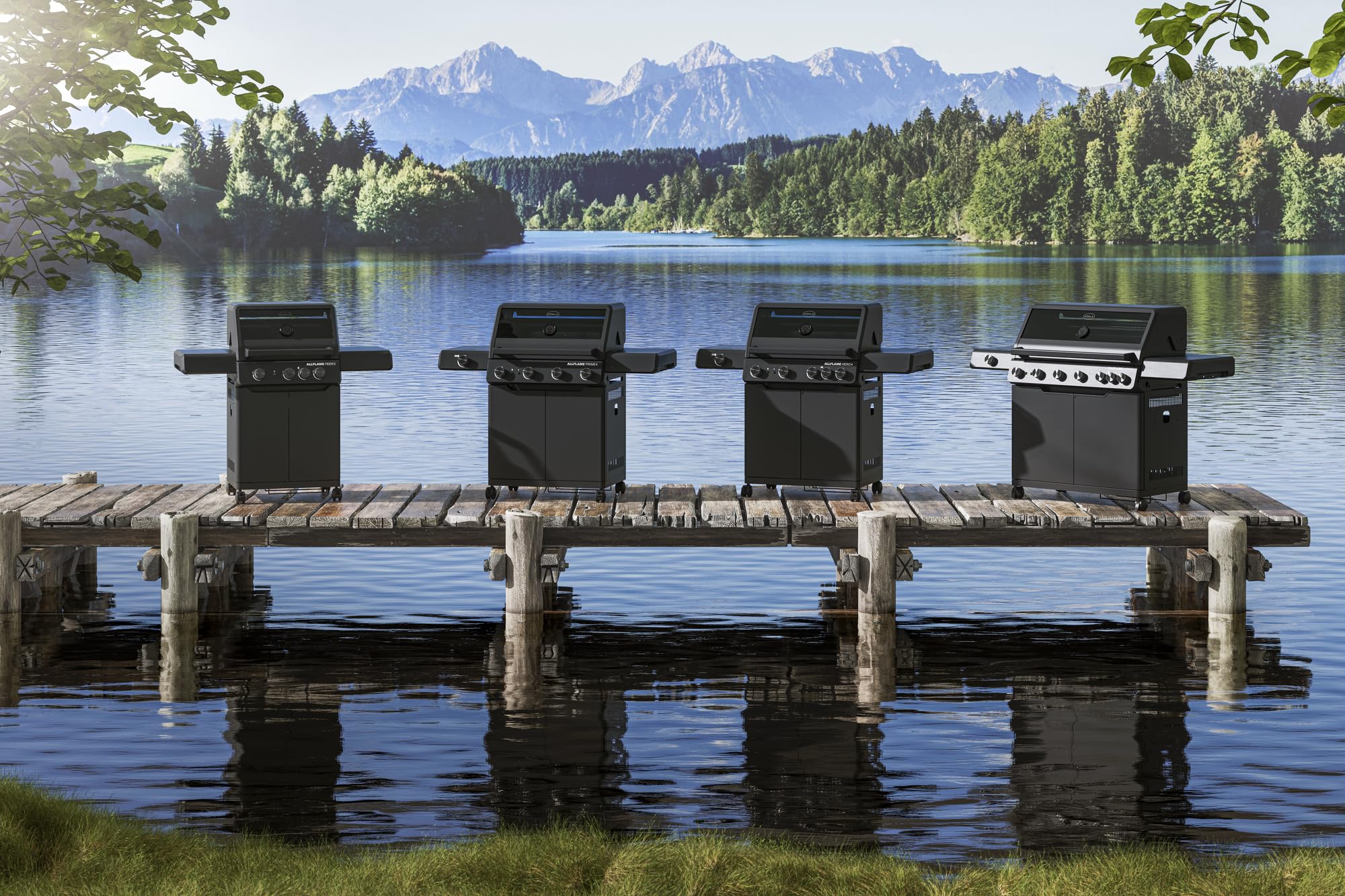RÖSLE Gasgrill ALLFLAME Prime 4 – 4 Brenner (je 3,5 kW), PRIMEZONE, Vario+ Grillrostsystem, 70x45 cm Grillfläche, Gusseisenroste, Alu-Druckguss, Deckel mit Glaseinsatz, beleuchtete Drehknöpfe, schwarz 3