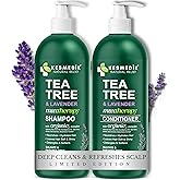 KESMEDIK Tea Tree Lavender Shampoo & Conditioner Set with Mint & Rosemary, Cleanses, Cools & Soothes Dry, Itchy Scalp, Sulfate & Paraben-Free, For All Hair Types, 16 fl oz Each