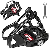 FitHeart Joy Dual-Function Bike Pedals - 9/16" SPD & Toe Cage Compatible for Road, Mountain, Spin Bikes - Indoor Cycling Pedals for Peloton, Schwinn, Sunny (Multiple Configurations)