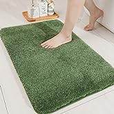 COSY HOMEER Bath Rugs for Bathroom Extra Thick- Anti-Slip Bath Mats Soft Plush Yarn Shaggy 100% Strong Mirco Polyeste Mat Living Room Bedroom Mat Floor Water Absorbent(Green,24x36 - Inches)