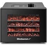 Elite Gourmet Food Dehydrator, Stainless Steel Trays, Adjustable Temp | Jerky, Fruit, Herbs, Veggies &amp; Mushrooms, EFD308
