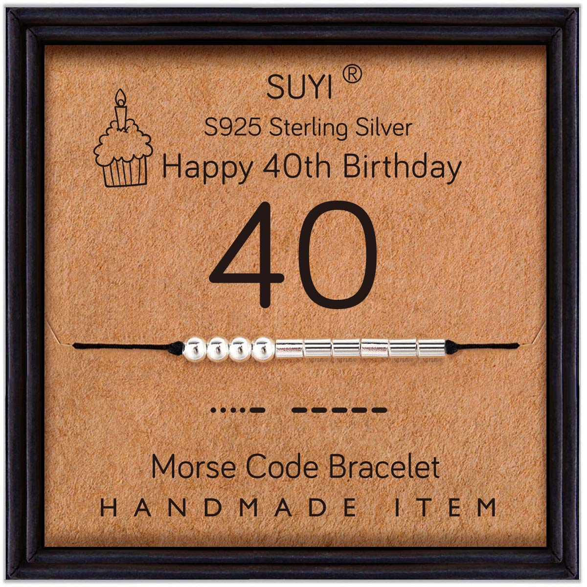 Suyi 40th Birthday Gifts for Mother Morse Code Bracelet Sterling Silver Bracelet Birthday Jewelry 40