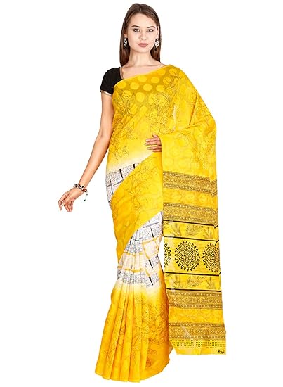 Womens Bhagalpuri Synthetic Saree with Blouse (CCMYSY6930_Yellow)