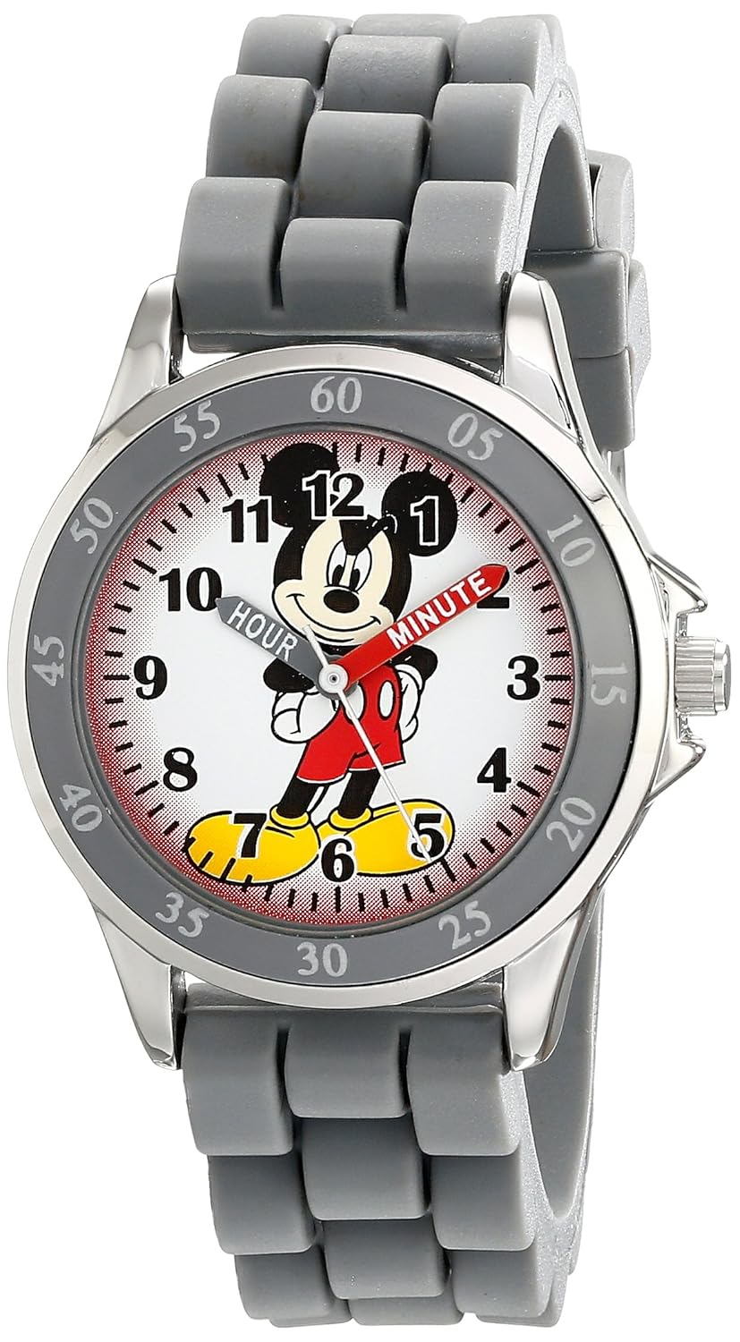 Disney MK1242 Mickey Mouse Reloj analógico de cuarzo gris para niños