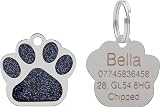 LARRYROO Personalised Engraved Pet Tag Paw Shape Glitter 27mm Stainless Steel view 2