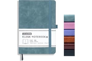 LEAGIM Blank Journal Notebook, A5, 192 Pages 100 GSM Thick Sketch Book for Women Men, Hardcover Leather Unlined Journaling for Work, Notebooks for Writing, 5.8 inches x 8.5 inches (Green)