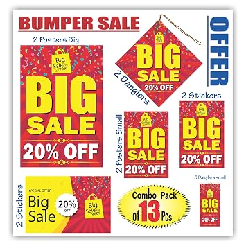 Buy Anne Print Solutions Off Big Sale Off Stickers Hanging Danglers Poster For Shops Malls Shopping Complex Combo Pack Of 13 Pcs Online At Low Prices In India Amazon In