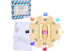 OFFELEC Mexican Train Dominoes Accessories Set with Wooden Hub (Felted Bottom) - Includes 9 Metal Train Markers & 100-Sheet Score Pads - Mexican Train Domino Game Replacement Parts for 2-8 Players Family Game