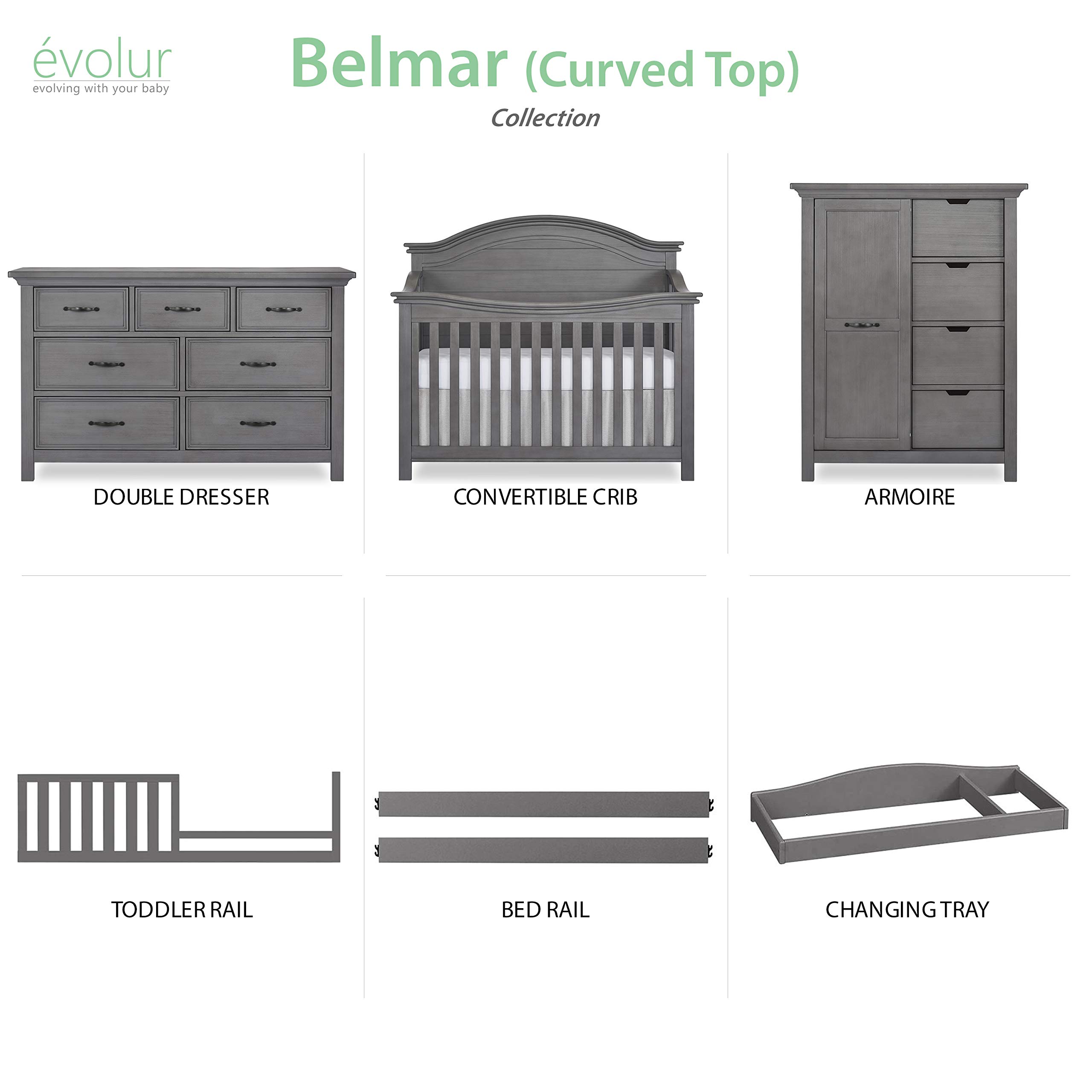 Evolur Belmar Double Dresser, Rustic Grey