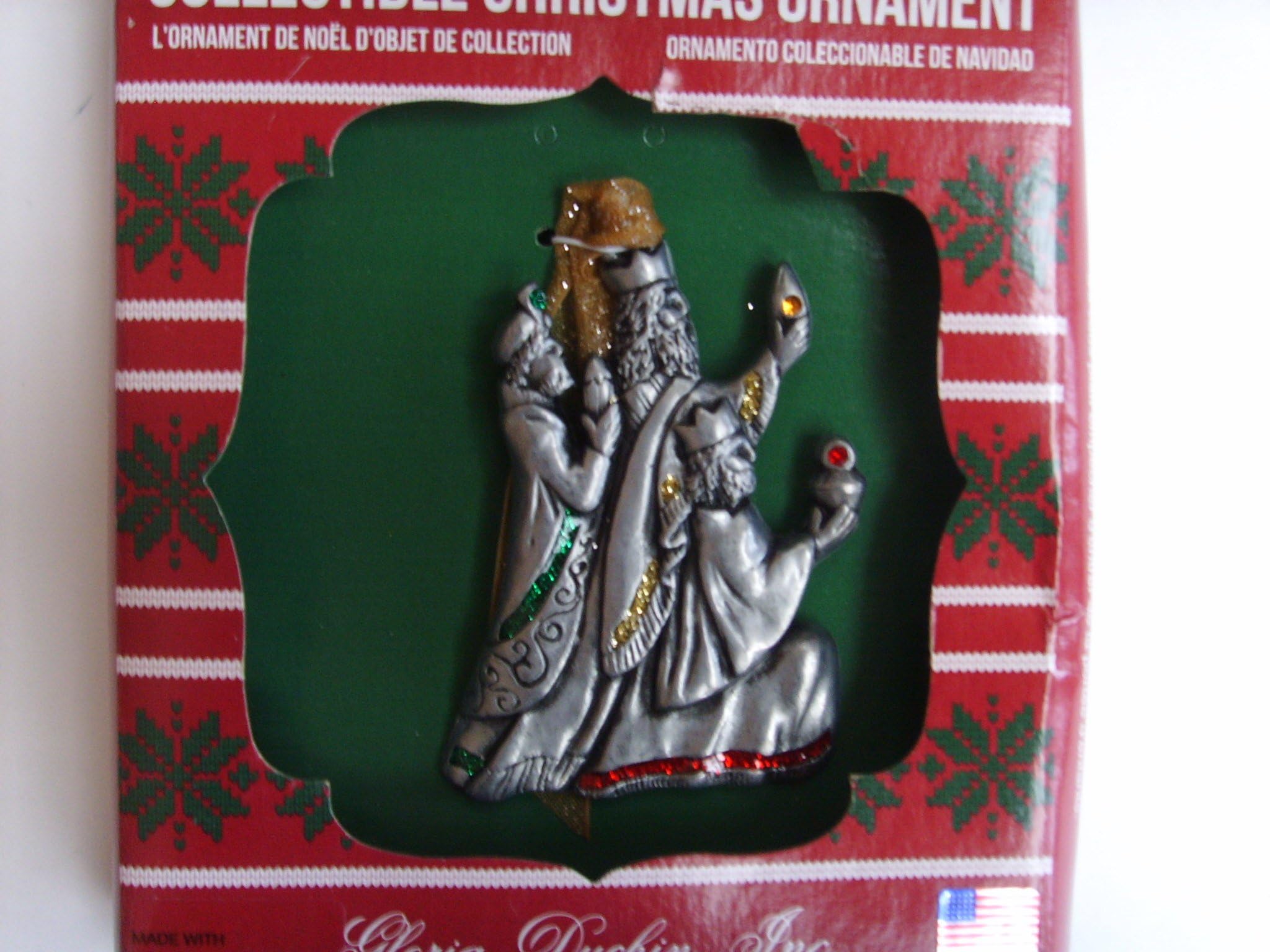 Nativity Wisemen Pewter Ornament with Swarovski Crystals 3" Home Decor