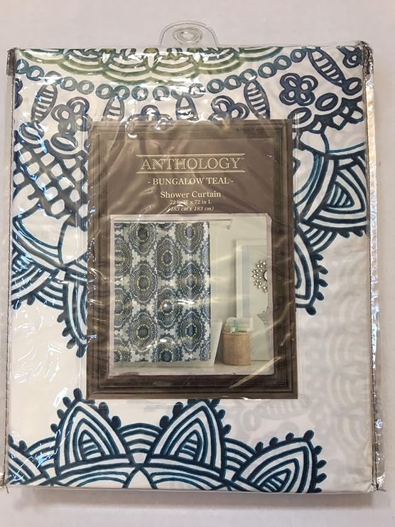 Anthology Bungalow Shower Curtain In Teal 72 X72 Amazon Co Uk