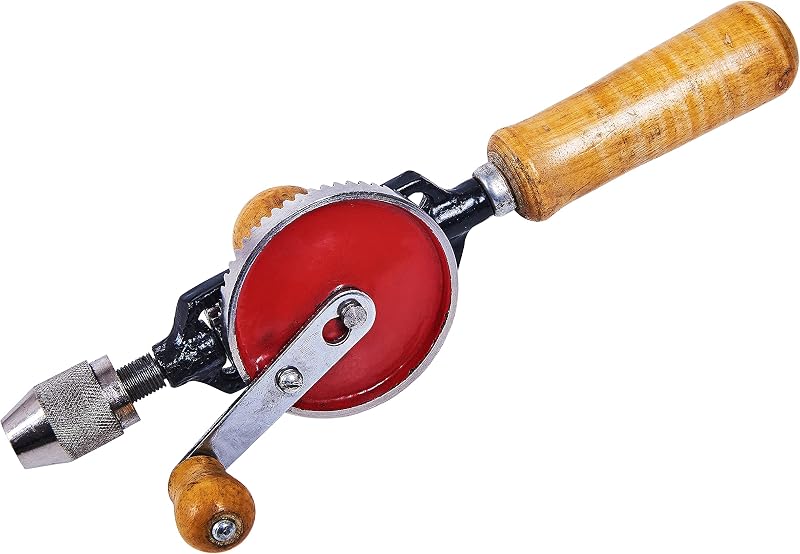 Amtech F0300 Hand Drill Double Pinion Mechanism 10mm Chuck Wood Handle Plumbing