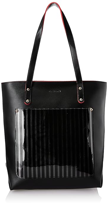Kanvas Katha Synthethic Leather Stylish Tote Bag Womens (Black)