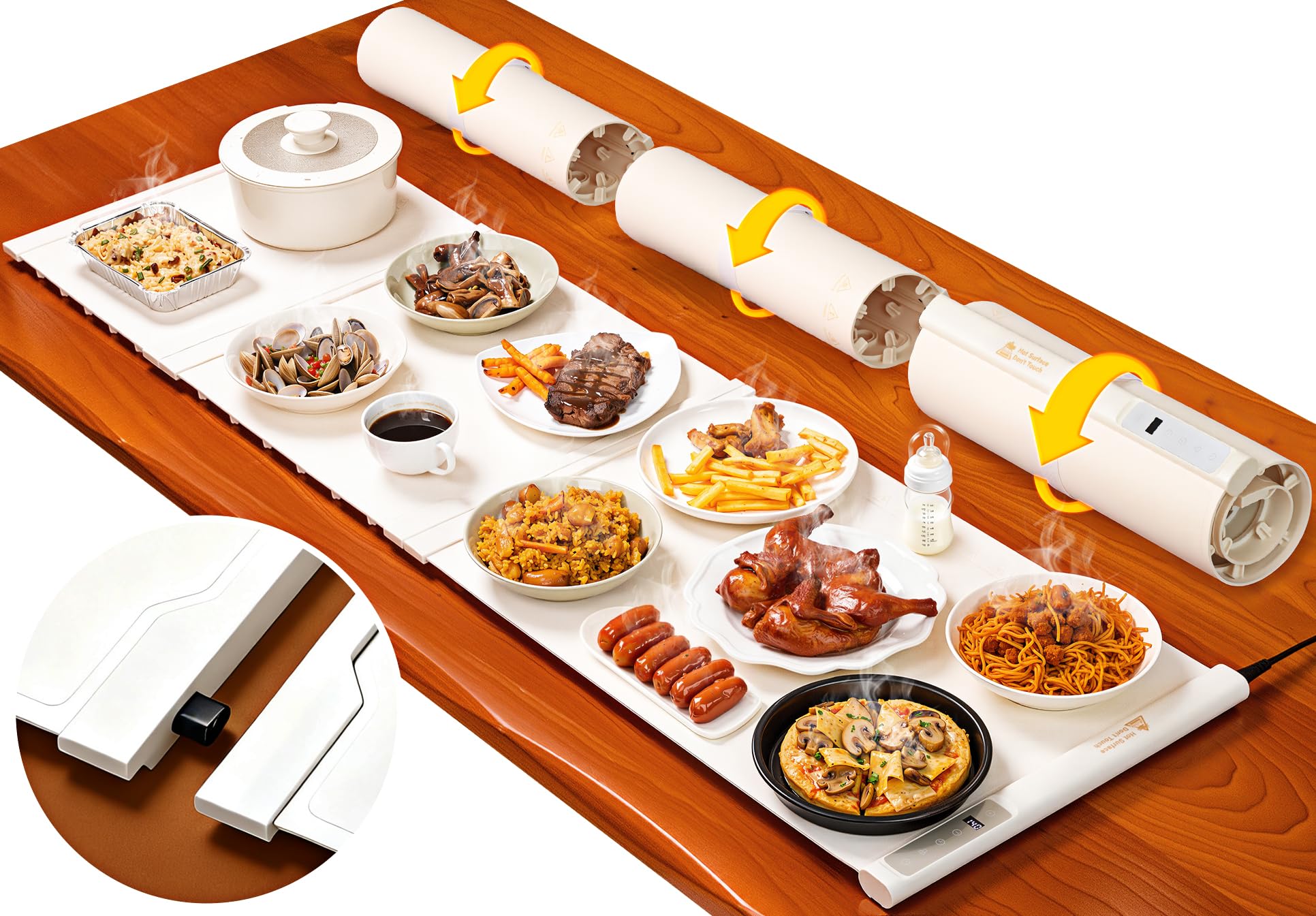 Photo 1 of **UNTESTED**
54"x16" Warming Mat for Food Extra Large, Extendable Food Warming Mat, Electric Warming Tray for Buffets Party with 7 Adjustable Temperature, 6 Timer, Silicone Food Warmer for Parties Home Countertop