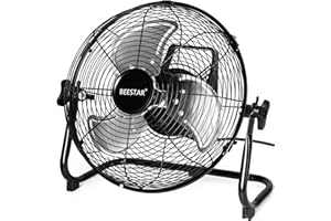 BEESTAR Floor Fan,3-Speed Portable Metal Fan, Fan Quiet for Home,Floor Fan with Adjustable Tilt for Home Office Bedroom,Black (12 INCH)