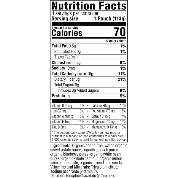 PLUM ORGANICS SUPER SMOOTHIE ORGANIC TODDLER FOOD – PEAR, SWEET POTATO, SPINACH, BLUEBERRY, BEAN, AND OAT – 4 OZ (PACK OF 4)