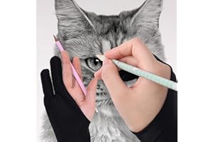 Drawing Gloves With Two Fingers, Left and Right Hand, Soft Art for iPads Graphic Drawing Tablets Monitors and Paper Sketching