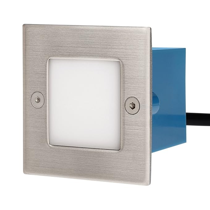 MD-DEAL 2er Set LED Wand - und Bodeneinbauleuchte Edelstahlblende eckig Innen und Aussenbeleuchtung 230V 1,5Watt IP54 warmwei