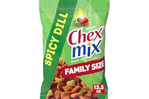 Chex Mix Spicy Dill Savory Snack Mix, Family Size, Snack Bag, 13.5 oz