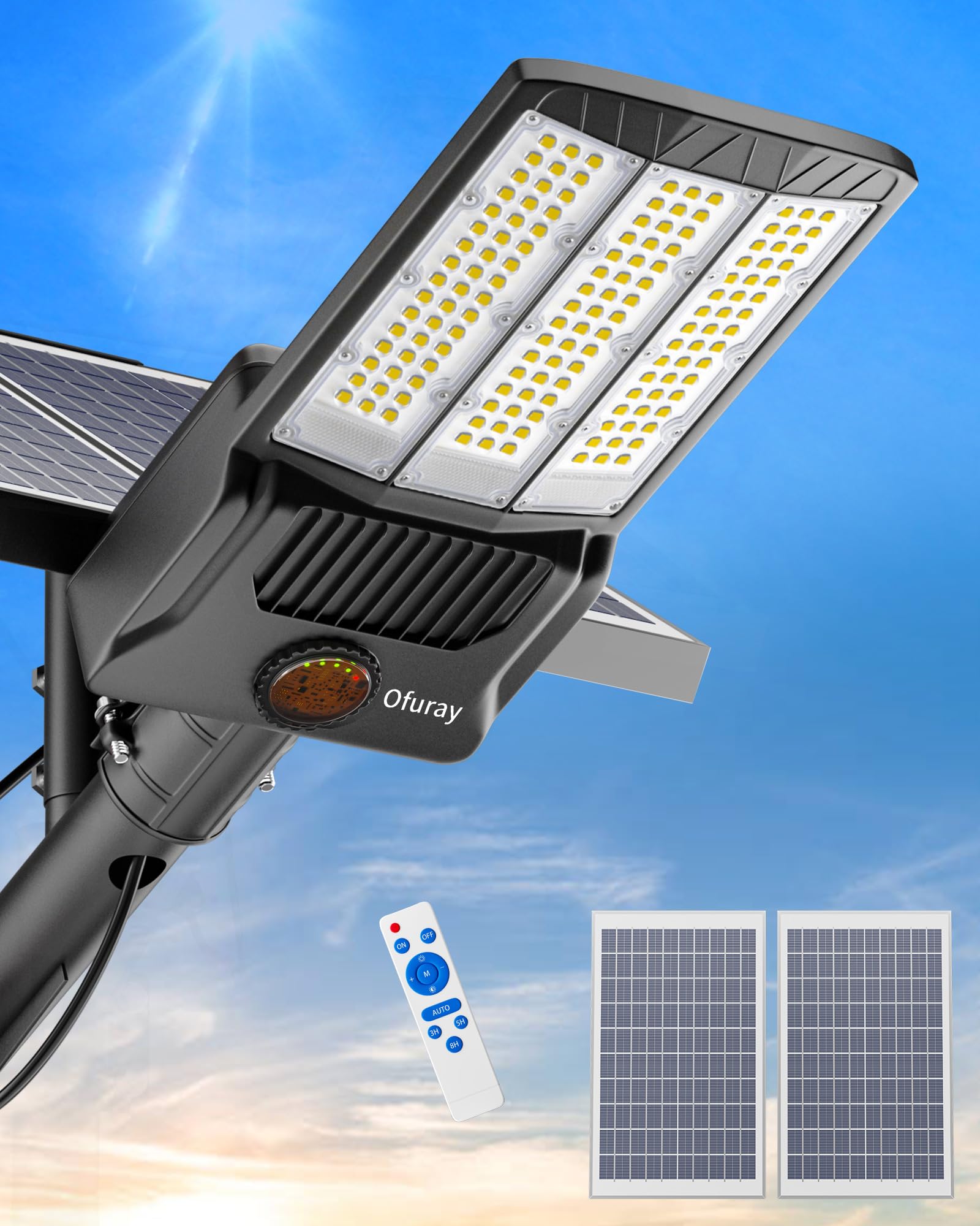 Photo 1 of **charging malfunction** Ofuray Of-9800W Solar Street Lights Outdoor, 750000Lm Solar Parking Lot Lights Commercial Dusk to Dawn, 6500k IP67 Big Power with Remote Control for Street,Court,Yard