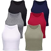 6 Pieces Women Basic Crop Tank Tops Sleeveless Racerback Sports Crop Tops for Daily Wearing